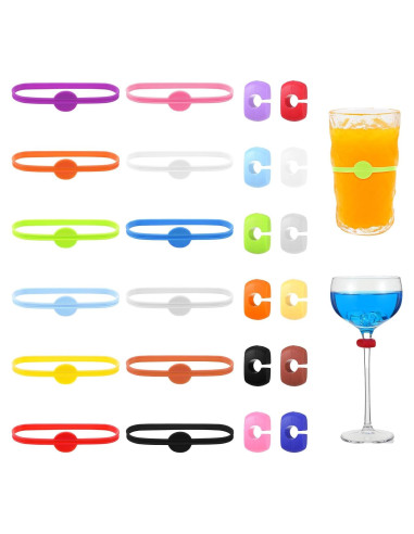24 Marcadores de Bebidas Classicseali de Silicona Multicolor