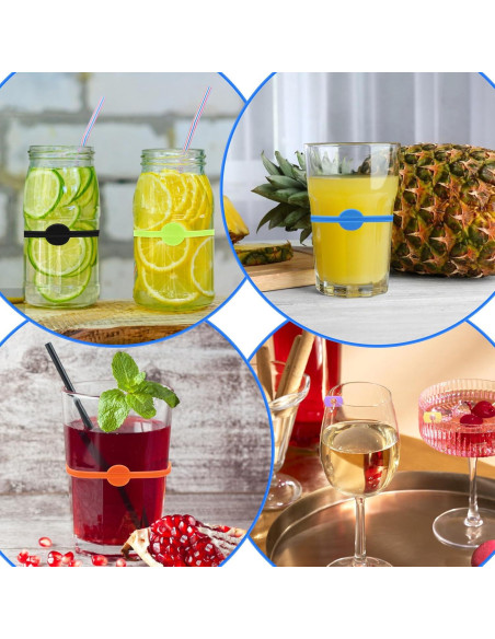 24 Marcadores de Bebidas Classicseali de Silicona Multicolor