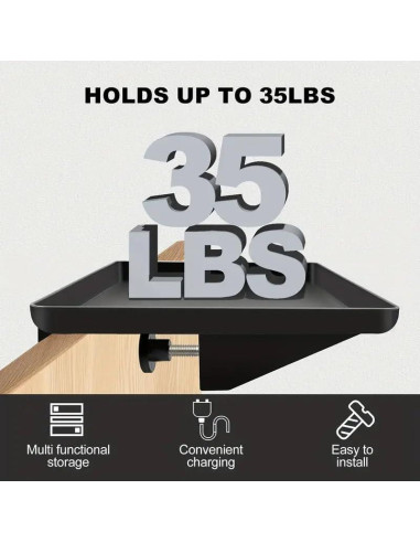 Estante de Cama RealExist Negro 43.2x29.5cm Soporta 15.9kg