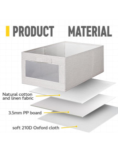 Cajas de Almacenamiento de Lino Beige CBJILWOF - Paquete de 4 2