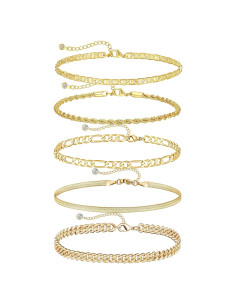 Juego de Tobilleras DEARMAY Baño de Oro 14K para Mujeres