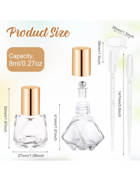 30 Botellas de Vidrio 8ml con Rodillo Mirrline para Aceites