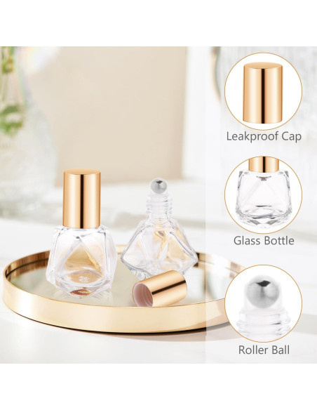 30 Botellas de Vidrio 8ml con Rodillo Mirrline para Aceites