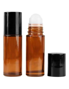 2 Botellas de Vidrio Marrón 50ml con Rodillo WLngtv