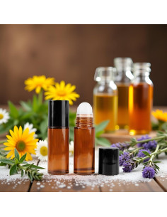 2 Botellas de Vidrio Marrón 50ml con Rodillo WLngtv 2