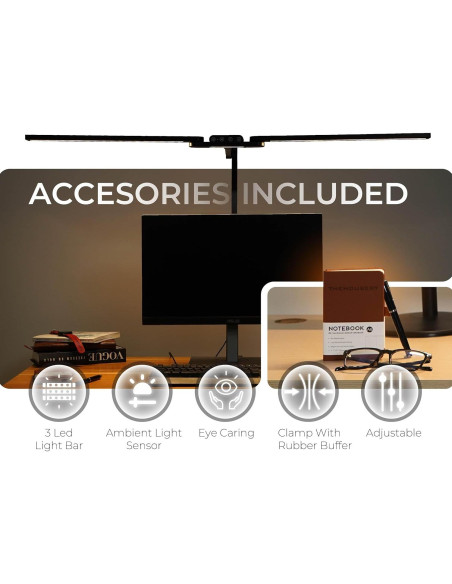 Lámpara de Escritorio LED The Housery, 94.9cm, Anti Fatiga Ocular