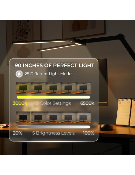 Lámpara de Escritorio LED The Housery, 94.9cm, Anti Fatiga Ocular