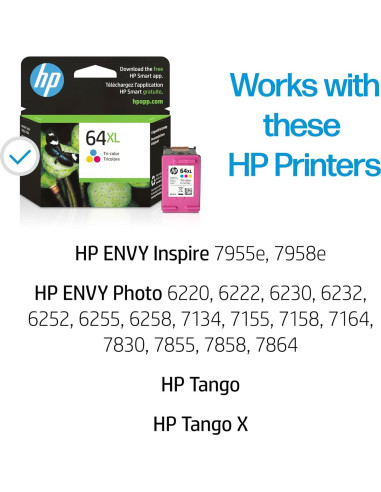 Cartucho de tinta tricolor HP 64XL para impresoras HP - 415 páginas