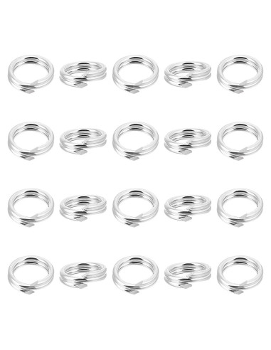 Beebeecraft 20 Anillos de Salto Doble Bucle 925 Plata Esterlina