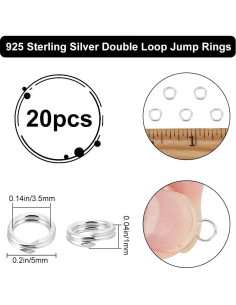 Beebeecraft 20 Anillos de Salto Doble Bucle 925 Plata Esterlina 2