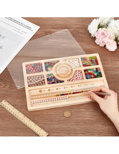 Tabla de Bead de Madera Benecreat con Tapa Acrílica 30x20cm