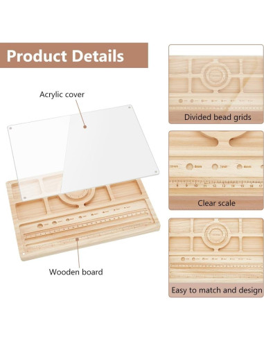 Tabla de Bead de Madera Benecreat con Tapa Acrílica 30x20cm