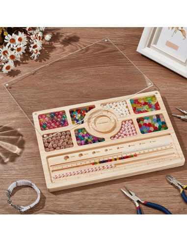 Tabla de Bead de Madera Benecreat con Tapa Acrílica 30x20cm