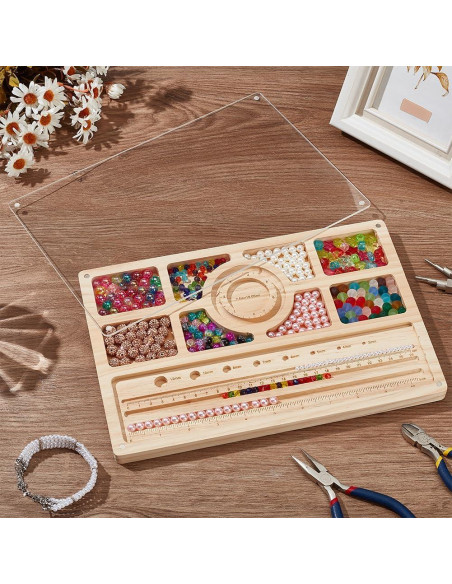 Tabla de Bead de Madera Benecreat con Tapa Acrílica 30x20cm