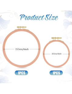 Aros de Bordado de Madera de Haya 4" y 6" - 2 Pcs 2