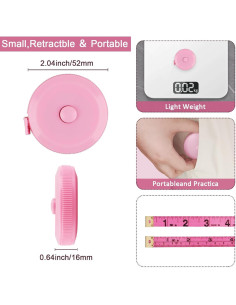 Cinta Métrica Retráctil GDMINLO 2 Piezas 152.4 cm Rosa 2