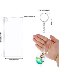 Llavero Acrílico Blanco Rectangular DIY Yaomiao - 12 Piezas 2