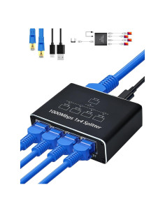 Divisor Ethernet 1 a 4 LIEZHUA con Cable LAN Cat 6 1000Mbps