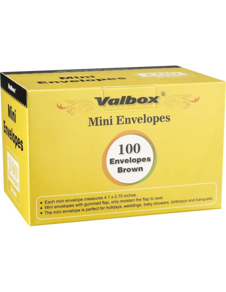 Sobres Mini Kraft ValBox 100 Unidades 10.4x7 cm Marrón