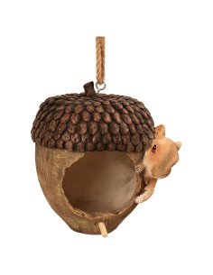 Casa para pájaros colgante de resina Yunzhi, diseño bellota