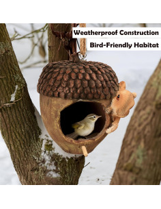Casa para pájaros colgante de resina Yunzhi, diseño bellota 2