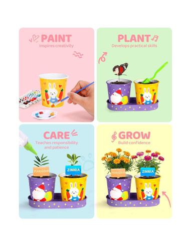 Conjunto de Jardinería para Niños YAUNGEL con 4 Macetas