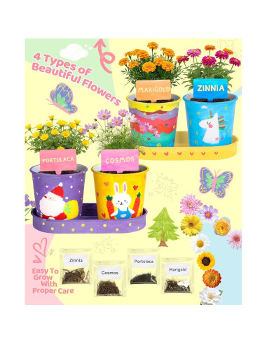 Conjunto de Jardinería para Niños YAUNGEL con 4 Macetas