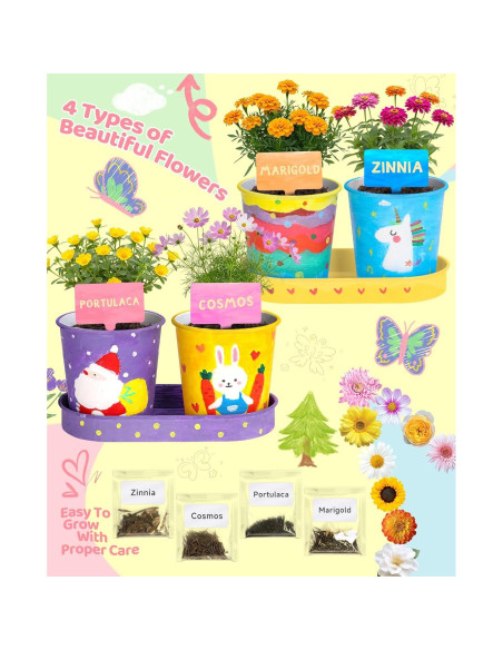 Conjunto de Jardinería para Niños YAUNGEL con 4 Macetas