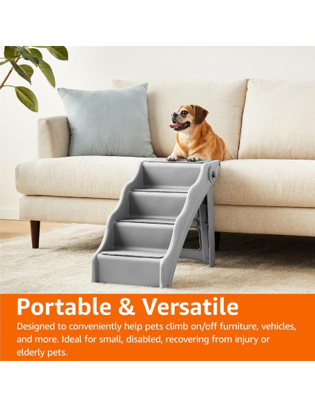 Escalera Plegable para Mascotas Amazon Basics 37 cm Antideslizante