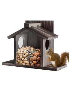 Comedero para Ardillas Gnodry de Madera Nogal para Exterior