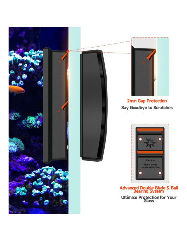 Limpiador Magnético de Acuario Elyron Dual Scraper 12mm