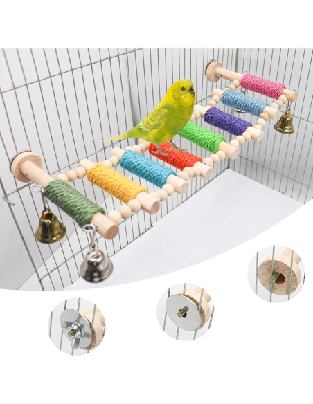 Puente de Madera para Aves MinrzPet 1x1cm Colorido