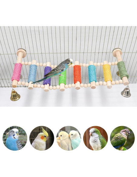 Puente de Madera para Aves MinrzPet 1x1cm Colorido