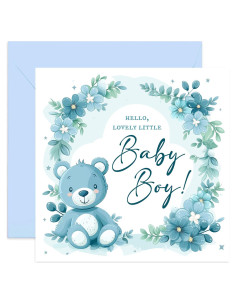 Tarjeta de Felicitación para Bebé Niño Old English 15x15cm