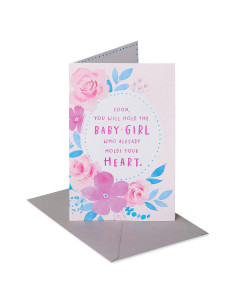 Tarjeta de Baby Shower Niña American Greetings Floral 13.65x20.96cm