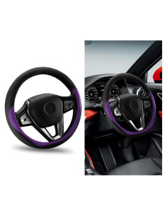 Funda de Volante de Coche Povtii Universal 38 cm Antideslizante Púrpura