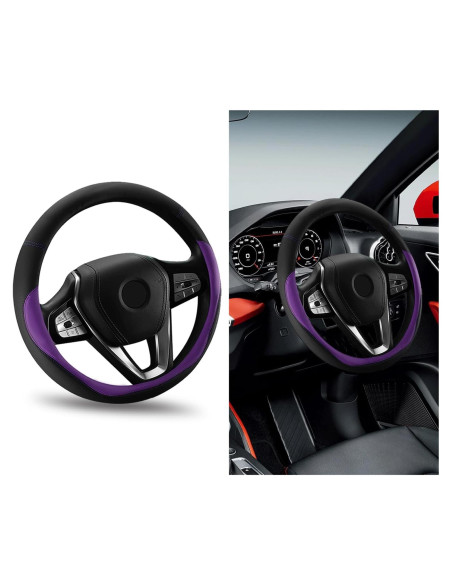 Funda de Volante de Coche Povtii Universal 38 cm Antideslizante Púrpura