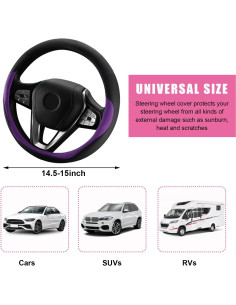 Funda de Volante de Coche Povtii Universal 38 cm Antideslizante Púrpura 2