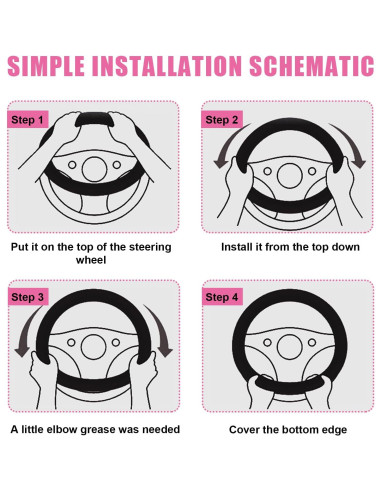 Funda de Volante de Coche Povtii Universal 38 cm Antideslizante Púrpura