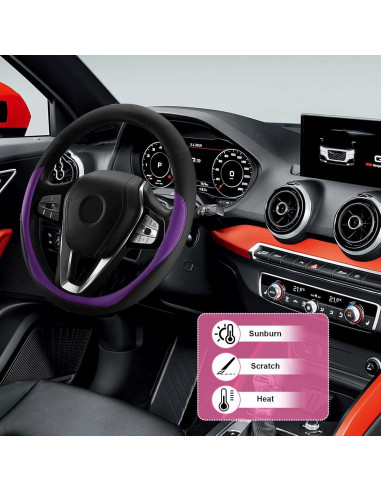 Funda de Volante de Coche Povtii Universal 38 cm Antideslizante Púrpura