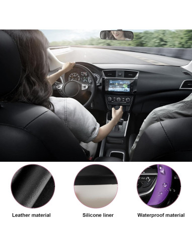 Funda de Volante de Coche Povtii Universal 38 cm Antideslizante Púrpura