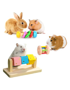 Juguetes de Madera Ecológicos para Hámster y Conejos - 3 Pcs