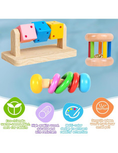 Juguetes de Madera Ecológicos para Hámster y Conejos - 3 Pcs 2