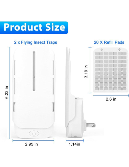 Trampa de Insectos Voladores Micnaron, 2 Dispositivos con 20 Recargas