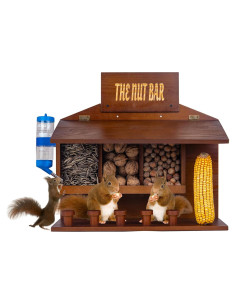 Mesa de Picnic para Ardillas WodGod con 5 Taburetes y Alimentador