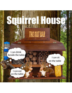 Mesa de Picnic para Ardillas WodGod con 5 Taburetes y Alimentador 2