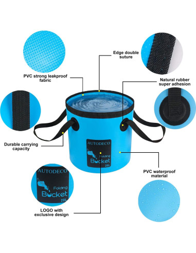 Kit de Limpieza de Coche AUTODECO 30 Piezas con Cubo Plegable