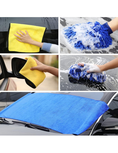 Kit de Limpieza de Coche AUTODECO 30 Piezas con Cubo Plegable