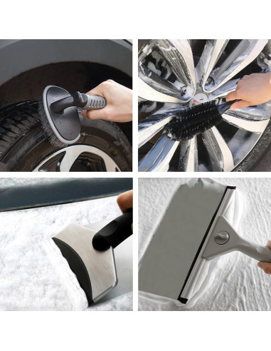 Kit de Limpieza de Coche AUTODECO 30 Piezas con Cubo Plegable