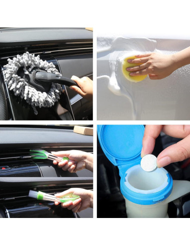 Kit de Limpieza de Coche AUTODECO 30 Piezas con Cubo Plegable